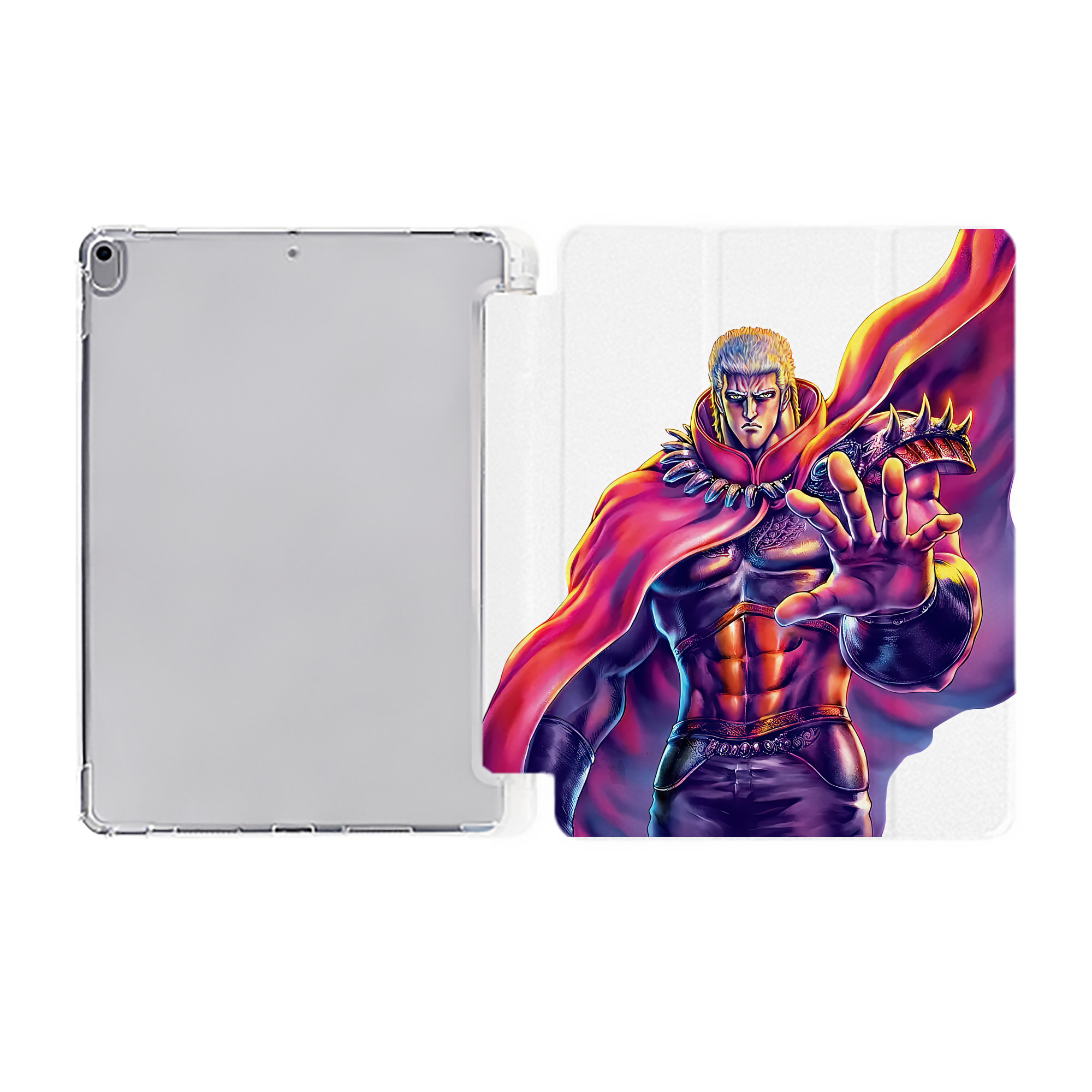 （画像用） 北斗の拳 Fist of the North Star IPad ケース ペン収納付き 三つ折りスタンド PUレザー×シリコン 対応機種9.5/10.5/10.9インチ